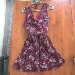 Maroon Paisley Patterned Dress